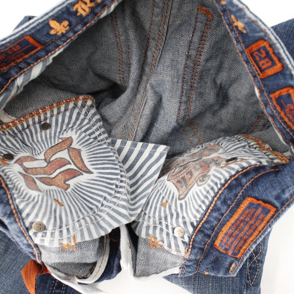 Rock Revival Jeans Womens 28 Gwen Boot Blue Flap Thick Stitch Low Rise Denim - Picture 13 of 14